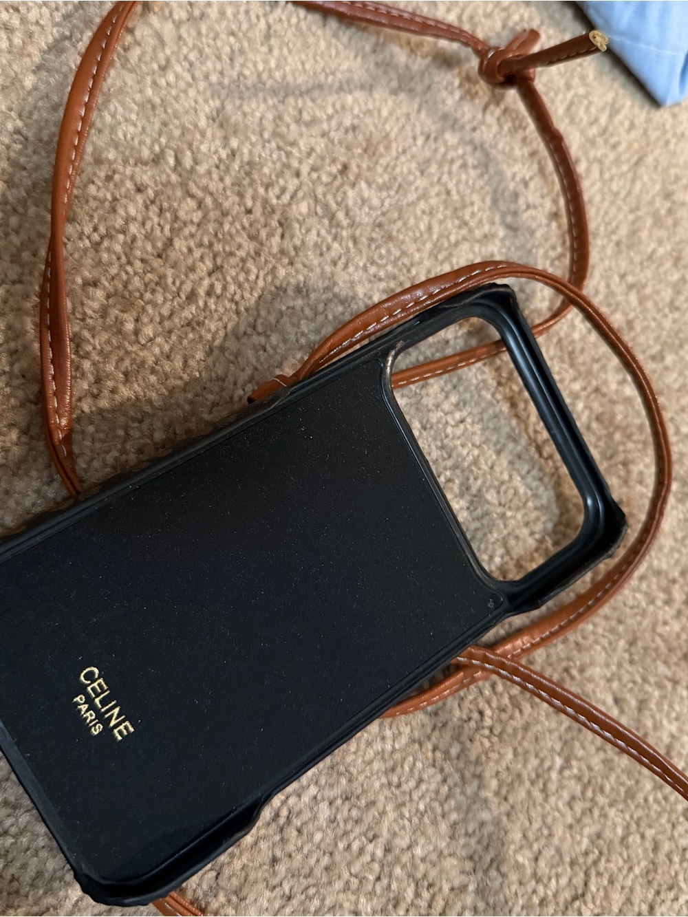 Black Phone Crossbody Case with Brown Strap iPhone 17 pro max
